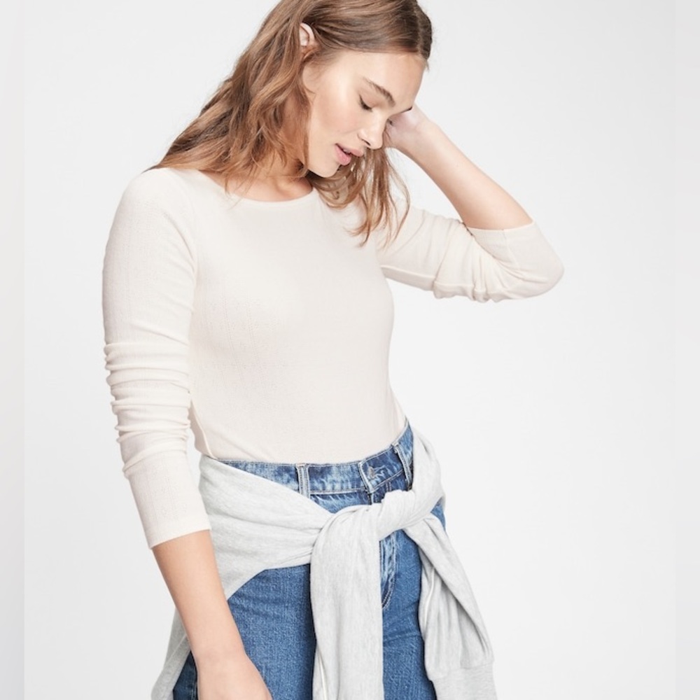 Gap pointelle bodysuit in antique white